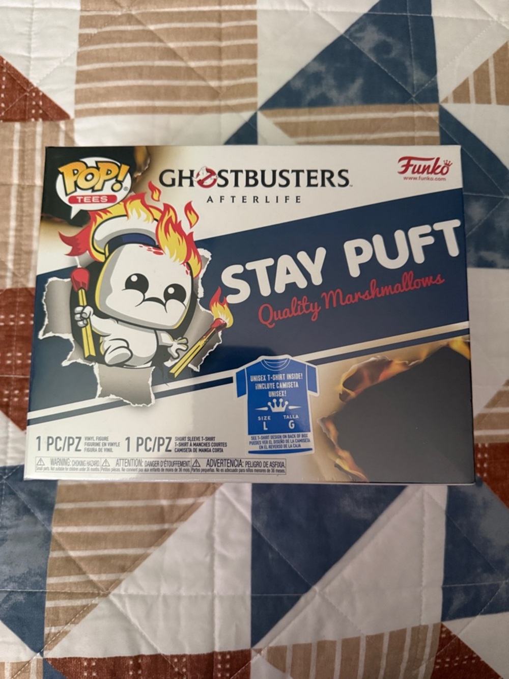 Funko Pop! Tees Ghostbusters Stay Puft Navy, White, Red, Yellow